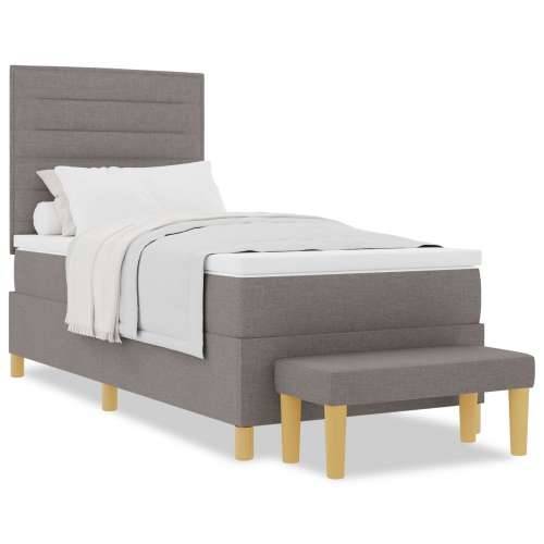 Opružni krevet s madracem i klupicom Taupe 100x200 cm Tkanina Cijena