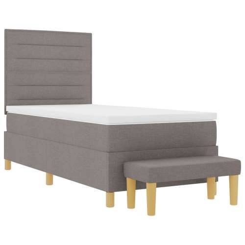 Opružni krevet s madracem i klupicom Taupe 100x200 cm Tkanina Cijena