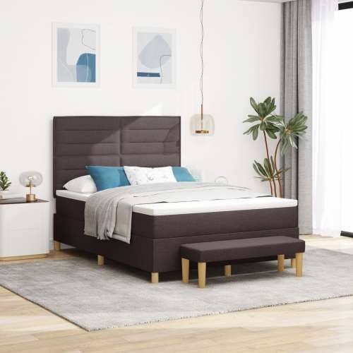 Krevet s box springom s madracem i klupom tamnosmeđa 140x190 cm tkanina Cijena