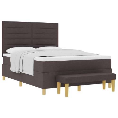 Krevet s box springom s madracem i klupom tamnosmeđa 140x190 cm tkanina Cijena