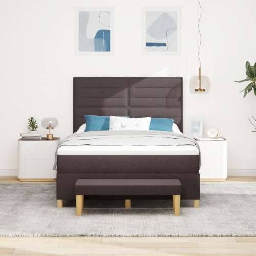 Krevet s box springom s madracem i klupom tamnosmeđa 140x190 cm tkanina Cijena