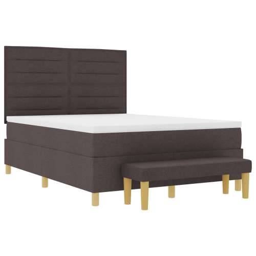 Krevet s box springom s madracem i klupom tamnosmeđa 140x190 cm tkanina Cijena