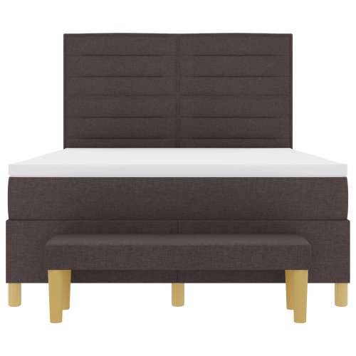 Krevet s box springom s madracem i klupom tamnosmeđa 140x190 cm tkanina Cijena