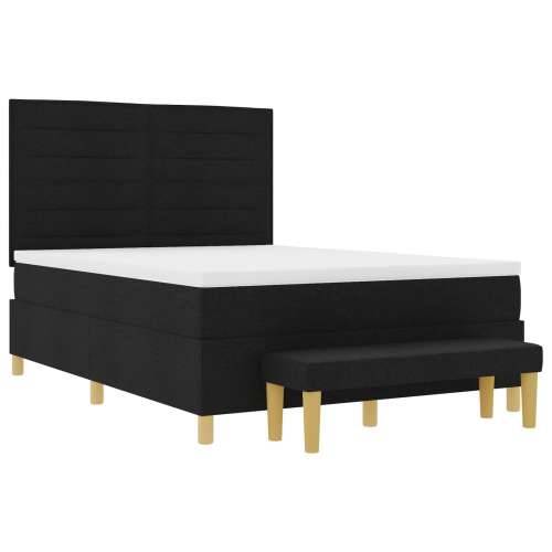 Box Spring Krevet s Madracem i Klupicom Crni 140x200 cm Tkanina Cijena