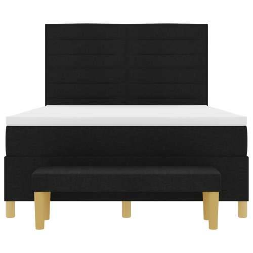 Box Spring Krevet s Madracem i Klupicom Crni 140x200 cm Tkanina Cijena
