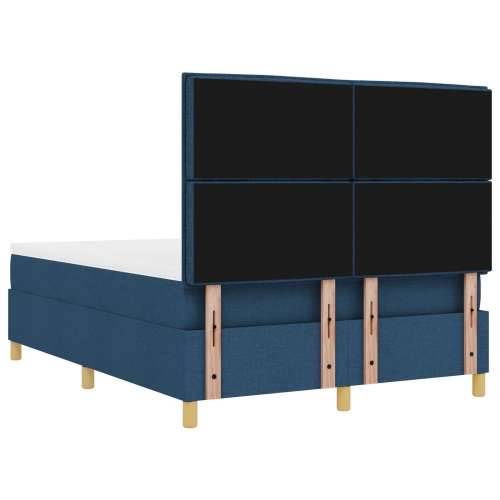 Krevet s box springom s madracem i klupicom Plava 140x200 cm Tkanina Cijena