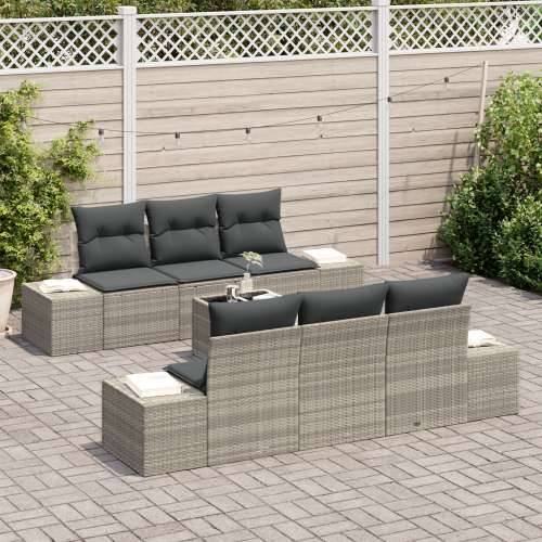 Vrtna garnitura - 7-dijelni set vrtnih sofa s jastucima svjetlosiva poli ratan Cijena