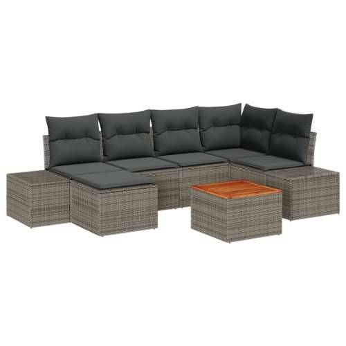 set vrtnih sofa s jastučićima od 7 dijelova sivi poli ratan akacija Cijena