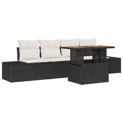 set od 5 vrtnih sofa s jastucima crni poli ratan Cijena