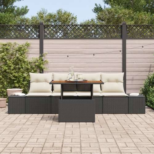 set od 5 vrtnih sofa s jastucima crni poli ratan Cijena