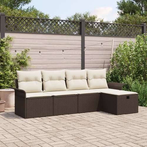 Set od 5 vrtnih sofa s jastučićima smeđi poli ratan Cijena