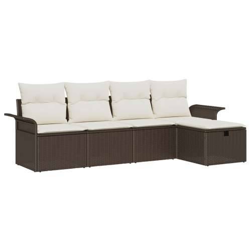 Set od 5 vrtnih sofa s jastučićima smeđi poli ratan Cijena