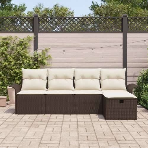 Set od 5 vrtnih sofa s jastučićima smeđi poli ratan Cijena