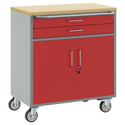 Kabinet za alate s kotačima i zaključavanjem Crvena 75x45x85 cm Čelik Cijena