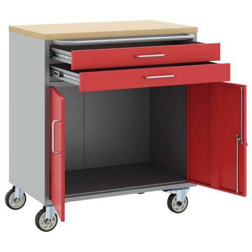 Kabinet za alate s kotačima i zaključavanjem Crvena 75x45x85 cm Čelik Cijena