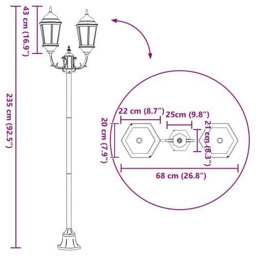 Lampa za vrt na postolju 2-lampe E27 Zelena 220 cm Aluminij Cijena