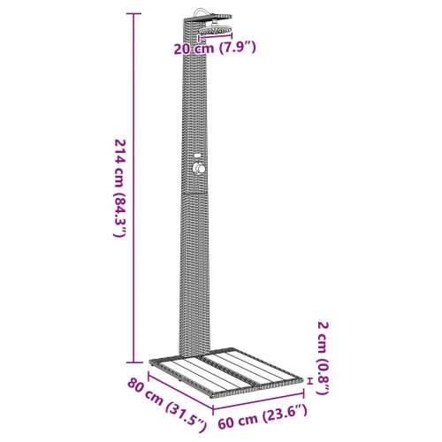 vrtni tuš siva 60x80x214 cm poli rattan Cijena