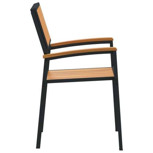 Stacking Garden Chairs 6 kom crna čelik i solidno drvo akacija Cijena