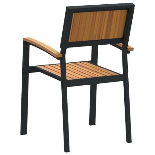 Stacking Garden Chairs 6 kom crna čelik i solidno drvo akacija Cijena