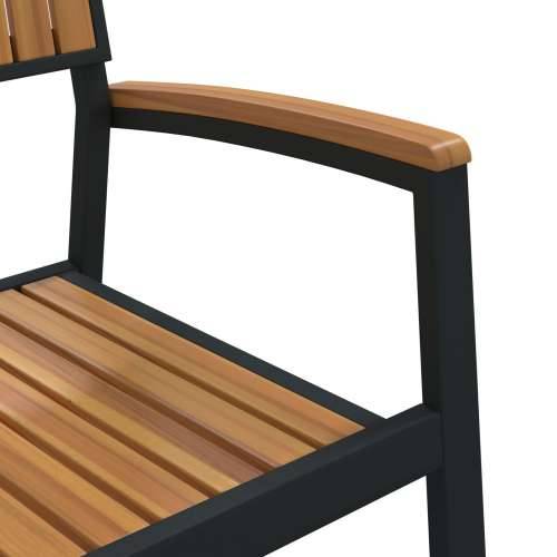 Stacking Garden Chairs 6 kom crna čelik i solidno drvo akacija Cijena