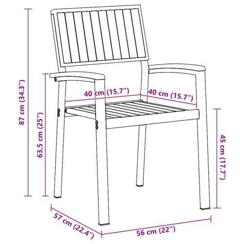 Stacking Garden Chairs 6 kom crna čelik i solidno drvo akacija Cijena