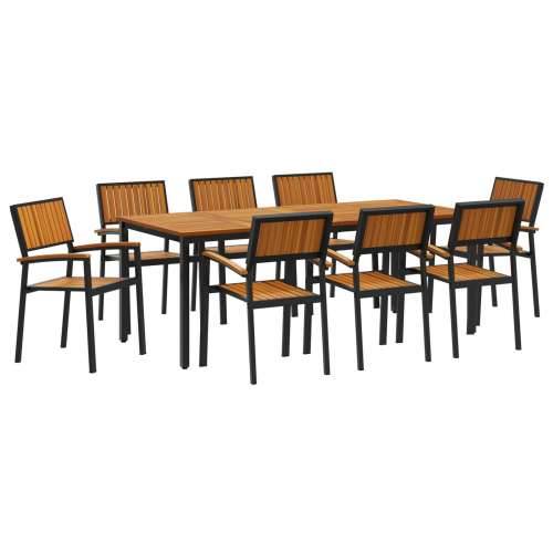 Vrtni Trpezarijski Set Set od 9 Crna Metal Izdržljiv Cijena