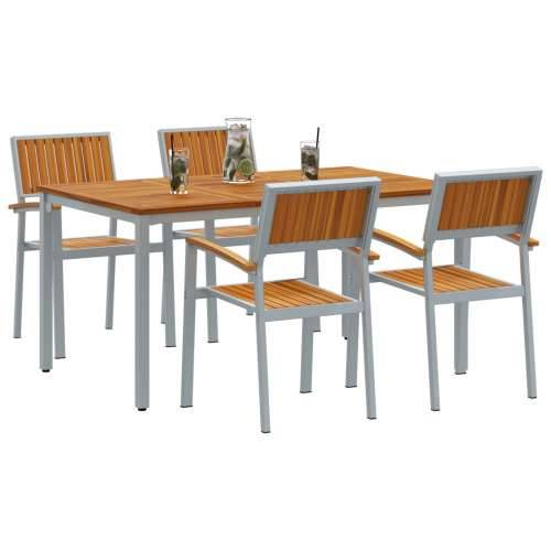 Vrtni Trpezarijski Set Set od 5 Sivi, Prirodno Drvo Metal Cijena