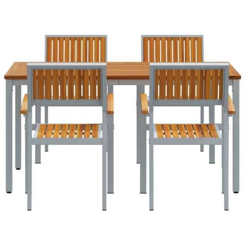 Vrtni Trpezarijski Set Set od 5 Sivi, Prirodno Drvo Metal Cijena