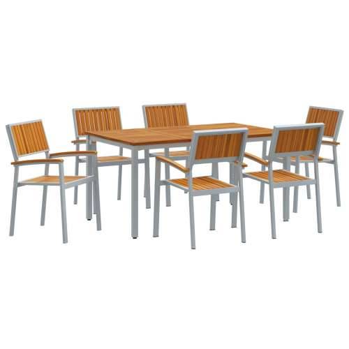 vrtni blagovaonski set Set od 7 Sivi Metal Izdržljiv i spreman Cijena