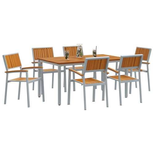 vrtni blagovaonski set Set od 7 Sivi Metal Izdržljiv i spreman Cijena