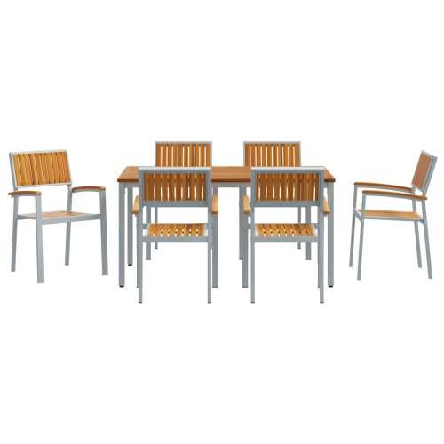 vrtni blagovaonski set Set od 7 Sivi Metal Izdržljiv i spreman Cijena