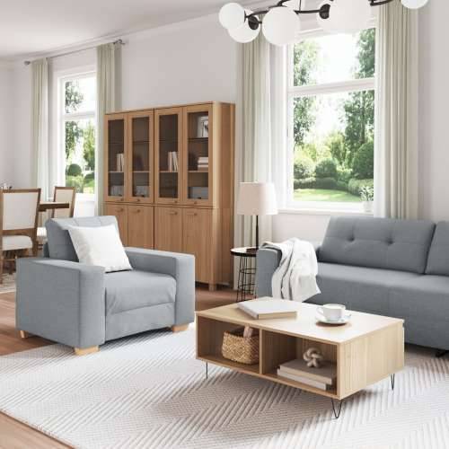set sofa od 3 dijela s jastučićima svjetlosiva tkanina Cijena