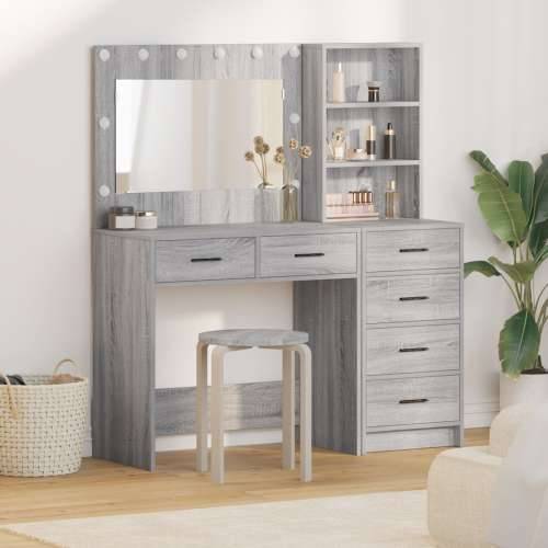 set toaletnog stola od 2 dijela s LED sivi sonoma konstruirano drvo Cijena