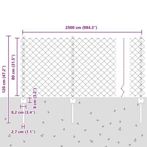 Ograda za vrt Set od 2 Siva Galvanizirani čelik 25 x 0,8 m Cijena