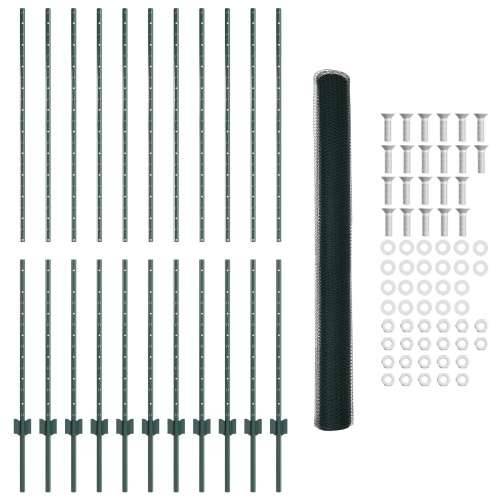 Šesterokutni set ograde Set od 2 Zelena Metal 25 x 1,5 m Cijena