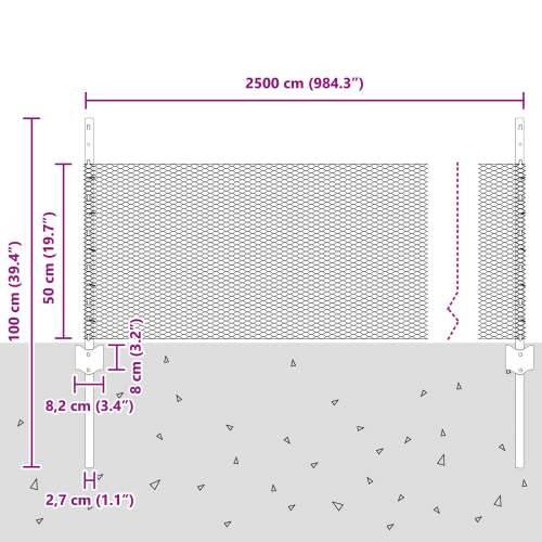 Set ograde za vrt Set od 2 Siva Čelična mreža 25 x 0.5 m ograda Cijena