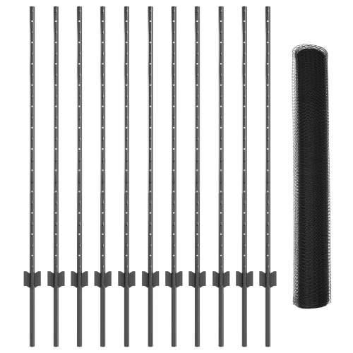 Set ograde za vrt Set od 2 Siva Čelik obložen prahom 25 x 1,2 m Cijena