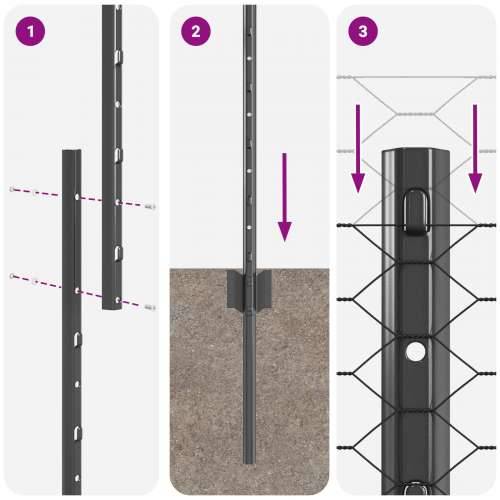 Set ograde za vrt Set od 2 Siva Čelik obložen prahom 25 x 1,2 m Cijena