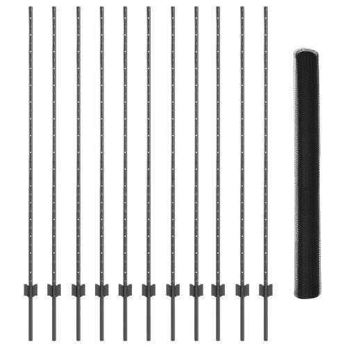 Set ograde Set od 2 Siva Čelik obložen prahom 25 x 1.5 m Cijena