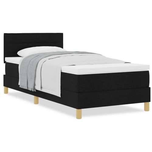 Box Spring krevet s madracem Crn 100x200 cm Tkanina Cijena