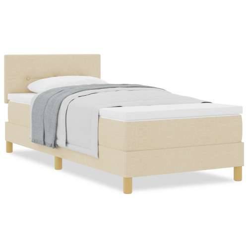Krevet s kutijom s madracem krem 90x200 cm tkanina Cijena