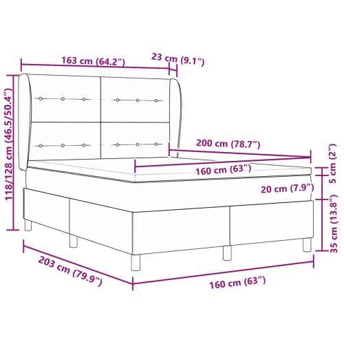 Kutija za krevet s madracem svjetlosiva 160x200 cm baršun Cijena