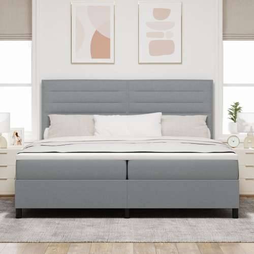 Box Spring Krevet s madracem i LED svjetlom Siva 200x200 cm Tkanina Cijena