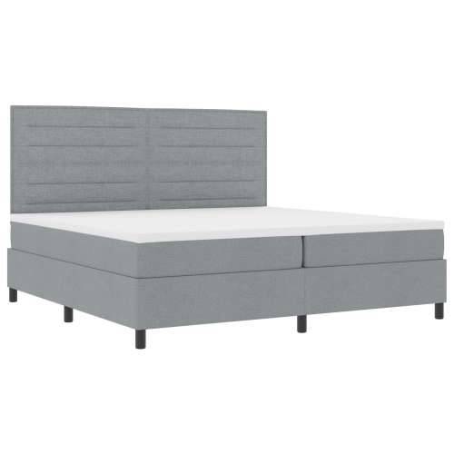 Box Spring Krevet s madracem i LED svjetlom Siva 200x200 cm Tkanina Cijena