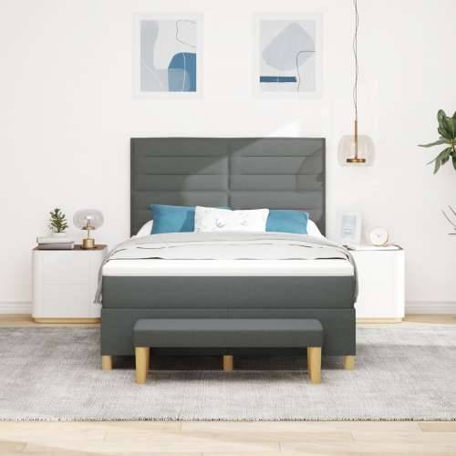 Box Spring Krevet s Madracem & Klupa Tamno Siva 140x200 cm Tkanina Cijena