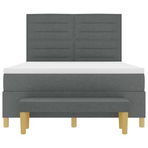 Box Spring Krevet s Madracem & Klupa Tamno Siva 140x200 cm Tkanina Cijena