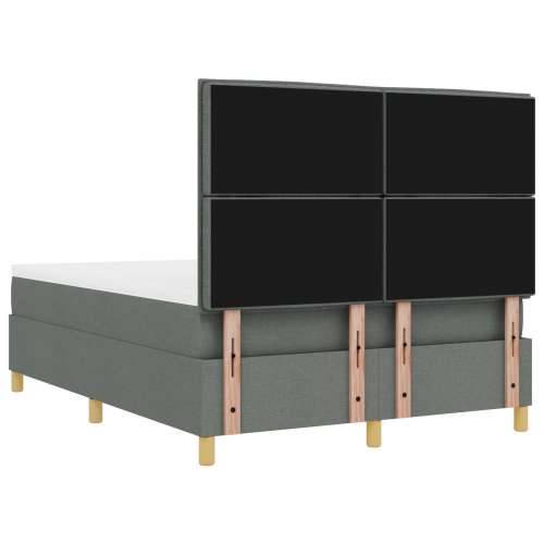 Box Spring Krevet s Madracem & Klupa Tamno Siva 140x200 cm Tkanina Cijena