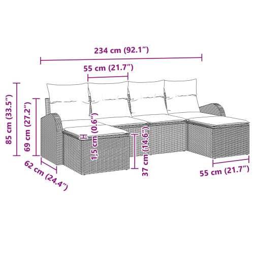 6-dijelni vrtni set s jastucima crni poli ratan Cijena