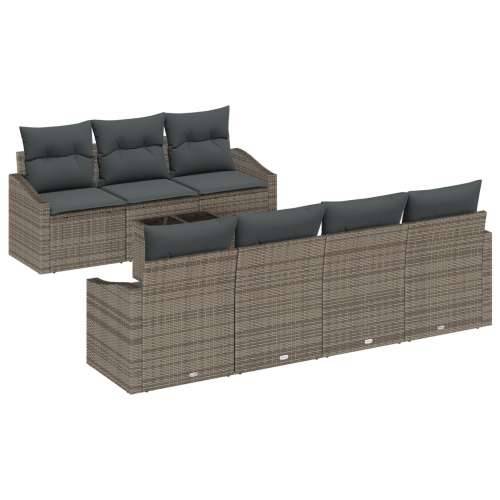 set od 8 vrtnih sofa s jastučićima sivi poli ratan Cijena