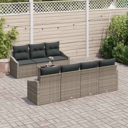 set od 8 vrtnih sofa s jastučićima sivi poli ratan Cijena